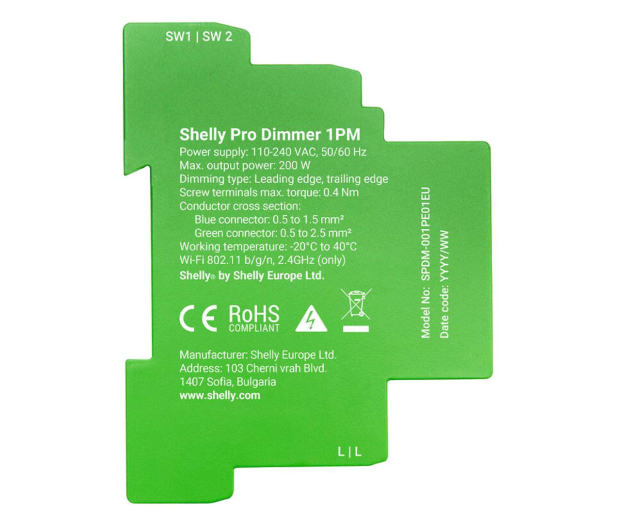 Shelly 1-kanałowy ściemniacz na szynę DIN Pro Dimmer 1 - 1268475 - zdjęcie 3